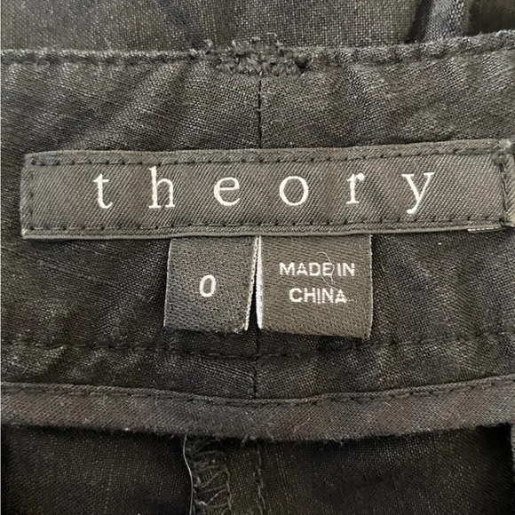 Theory Black Rumer Linen Blend Pants Womens Size 0 (677) - Picture 5 of 7